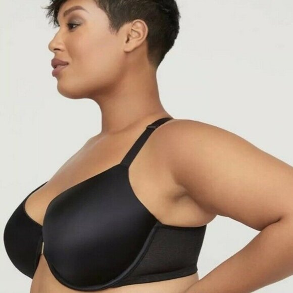 42DD Size Front-Close T-Shirt Black Catherines Bra, New! Womens Racerback lace - Picture 2 of 4